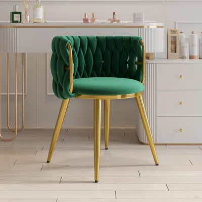 Homary Set Of 6 Barrel Back Dining Chair Velvet Upholstery Scandinavian Design Green Round Accent