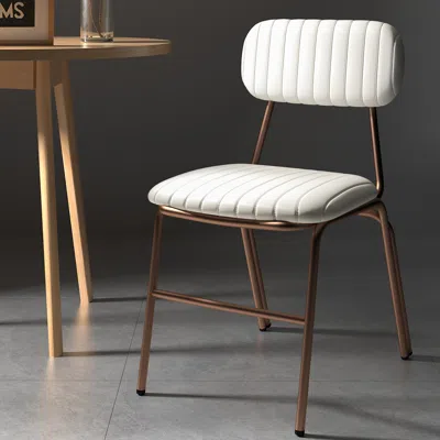 Homary Set Of 6 Faux Leather Dining Chairs With Upholstered & Metal Frame Modern White Dining Room Chairs