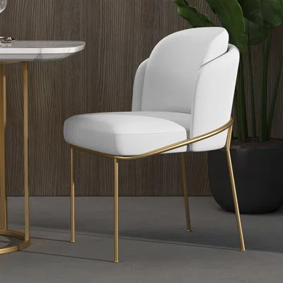 Homary Set Of 6 Modern Dining Chair Cotton & Linen With Upholstered Side Kitchen Chairs In White
