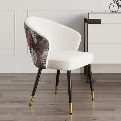 Homary Set Of 6 Velvet Dining Chairs Upholstered Modern White Dining Room Chairs With Arm In Black