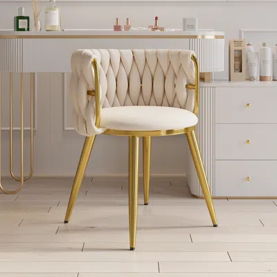 Homary Set Of 8 Barrel Back Dining Chair Velvet Upholstery Scandinavian Design White Round Accent