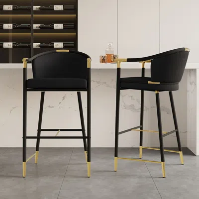 Homary Set Of 8 Craines Bar Height Bar Stool With Arms In Black Upholstery Velvet