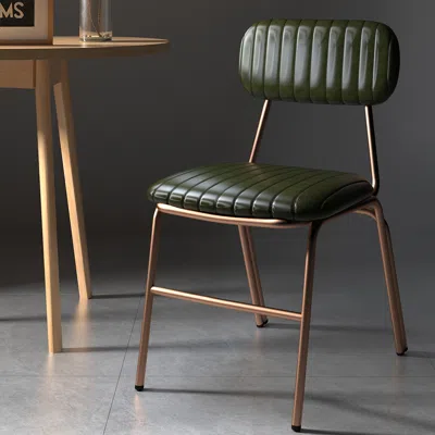 Homary Set Of 8 Faux Leather Dining Chairs With Upholstered & Metal Frame Modern Green Dining Room Chairs In Black