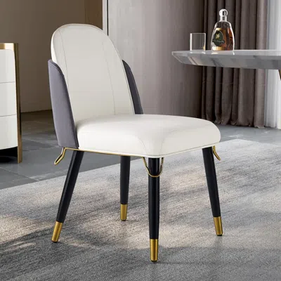 Homary Set Of 8 Modern Dining Chairs Pu Leather With Upholstered Warm White Dining Room Chairs