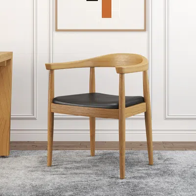 Homary Set Of 8 Modern Dining Chairs Upholstered Leather Curved Back Walnut Wooden Armchair Dining Room Cha In Brown