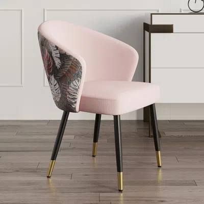 Homary Set Of 8 Velvet Dining Chairs Upholstered Modern Pink Dining Room Chairs With Arm In Multi