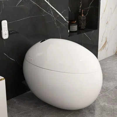 Homary Set Of Two Egg-shaped Smart Toilet With Automatic Flushing White