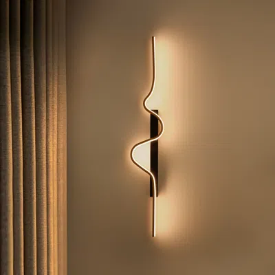 Homary Set Of Two Modern Linear 39.4" Wall Lighting Led Black & Gold Wall Sconce Lighting