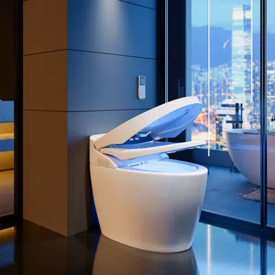 Homary Set Of Two Modern Smart Toilet One-piece 1.28 Gpf Floor Mounted Elongated Automatic Bidet Toilet In White