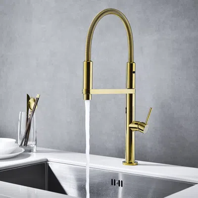 Homary Single Hole High Arc Magnetic Kitchen Faucet Dual-function Spray In Gold