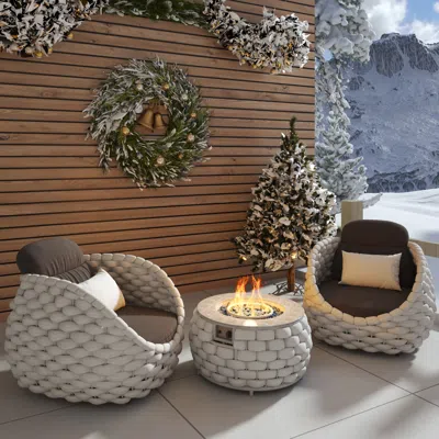 Homary Smokeless Propane Outdoor Fire Pit Table Round Patio Furniture Firepit In Aluminum Alloy (13.8" High In Gray