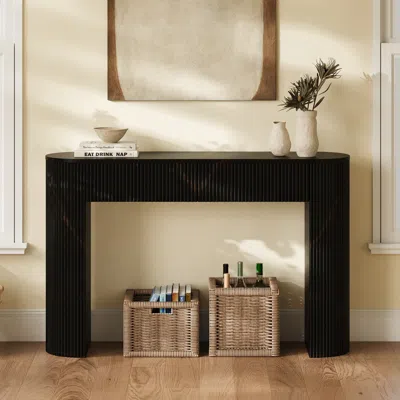 Homary Solid Wood Console Table Entryway Furniture In Black (47'' Wide)