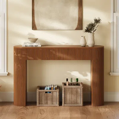 Homary Solid Wood Console Table Entryway Furniture In Walnut (47'' Wide) In Brown