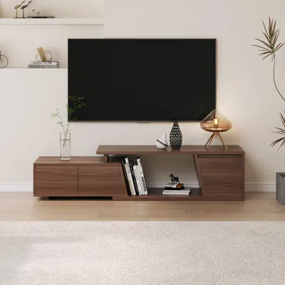 Homary Storage Modern Walnut Wood Tv Stand Brown Countryside 1200mm Floor-standing Tv Unit With 3 Drawers