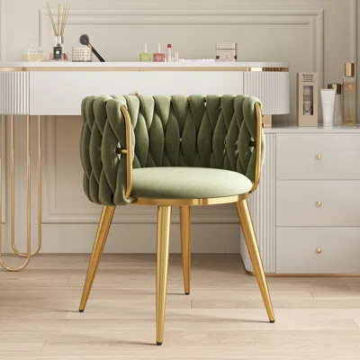 Homary Sweave Nordic Dining Chairs Velvet Upholstery Barrel Back Olive Green Round Accent Dining Room Chair