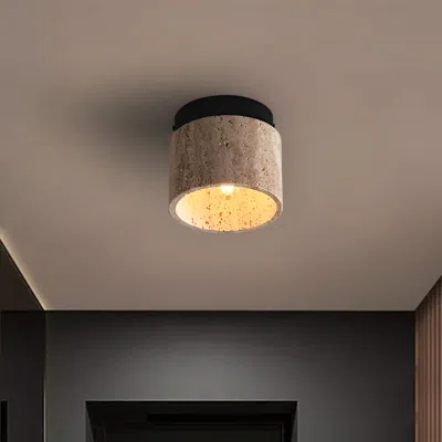 Homary Travertine Hallway Modern Flush Mount Led Ceiling Light In Brown