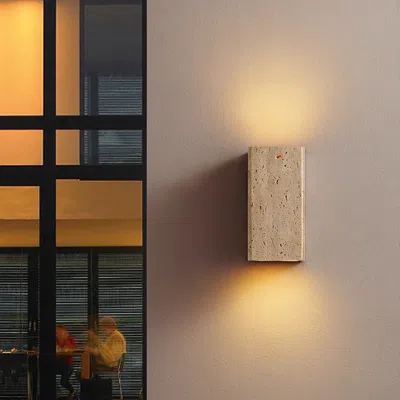 Homary Travertine Led Outdoor Wall Lighting Modern Waterproof Ip65 Outside Wall Sconce In Neutral