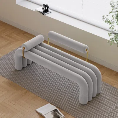 Homary Tufted Velvet Entryway Bench Entryway Furniture In Light Gray (47.2'')