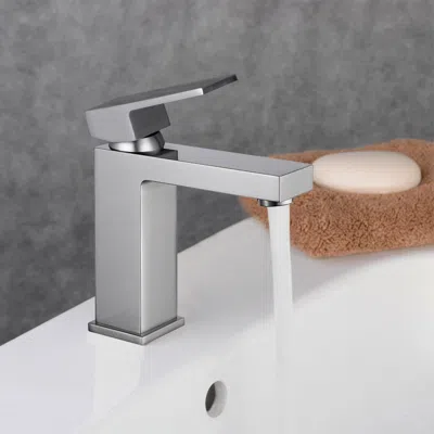 Homary Vland Deck Mounted One-hole Single Handle Bathroom Sink Faucet Brushed Nickel Brass In Gray