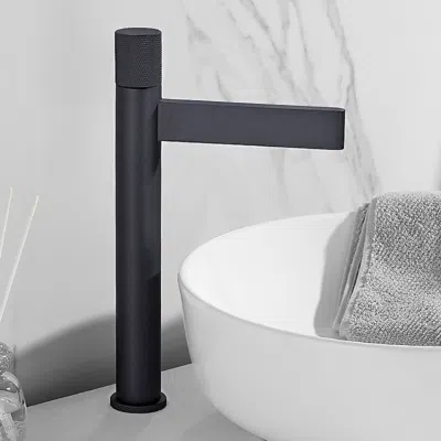 Homary Waterfall Spout Single Handle Bathroom Vessel Sink Faucet Solid Brass In Black