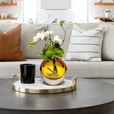 Homary White Artificial Flower Arrangement In Vase Dining Table Centerpiece Fake Flower Decor In Yellow