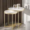 Homary White End Table Sets Modern Marble Top Nesting Side Table In White