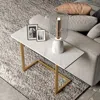 Homary White End Table With Sintered Stone Tabletop Modern Rectangular Side Table In White