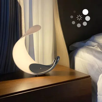Homary White Half-moon Warm Light Table Lamp With Adjustable Brightness Metal Desk Lamp In Multi