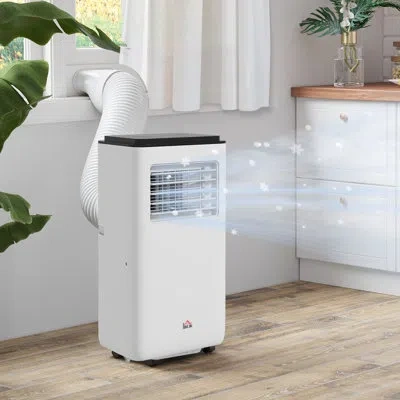 Homcom 10,000 Btu Portable Air Conditioner For 440 Sqft Room, Timer, White