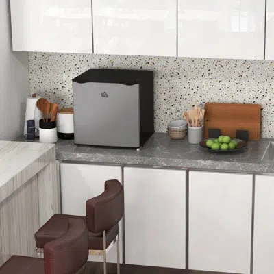 Homcom 1.1 Cubic Feet Freestanding Beverage Refrigerator In Silver