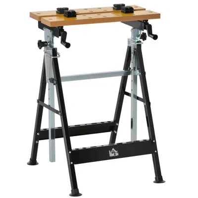 Homcom 25.5'' W Manufactured Wood Top Height-adjustable Workbench In Black