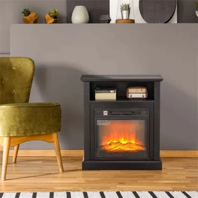 Homcom 27" Electric Fireplace Heater With Mantel, Remote Control In Black