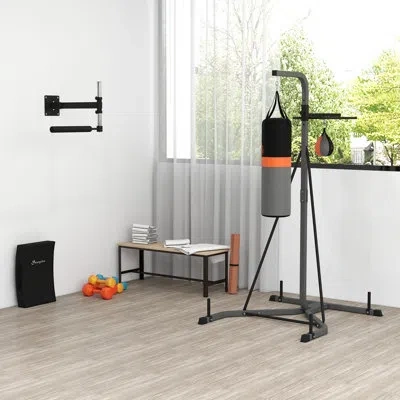 Homcom 2-in-1 Punching Bag With Stand For Adults, 65.7"-73.6" Height Adjustable Freestanding Heavy Bag Stan In Multi