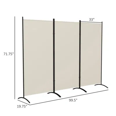 Homcom 3 Panel Room Divider Screen, 6 Ft Tall Folding Privacy Screen, Freestanding Partition Wall Divider F