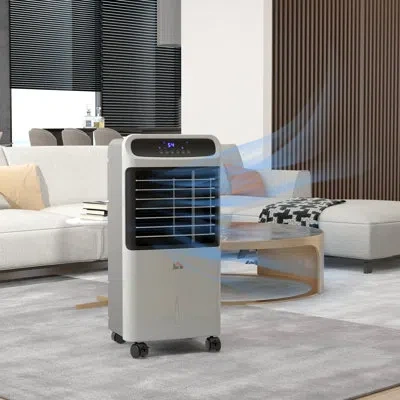 Homcom 3-in-1 Evaporative Ice Cooling Fan Water Conditioner Humidifier Unit With Remote, 3.2gal Water Tank In White