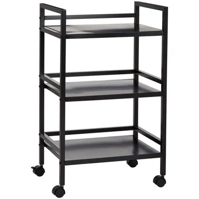 Homcom 3-tier Metal Mobile Storage Cart – Multifunctional Storage Rack (black)