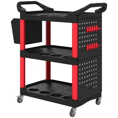 Homcom 3-tier Rolling Tool Cart In Black,red