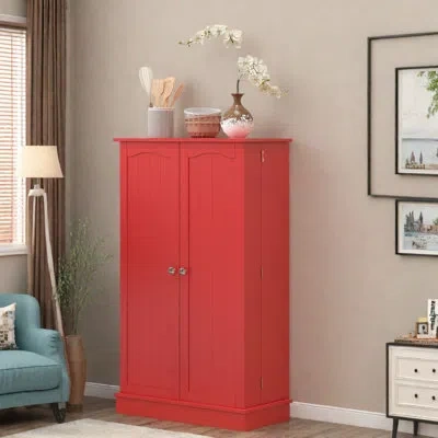 Homcom 41 Kitchen Pantry In Red