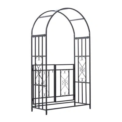 Homcom 44.9" W X 20.5" D Arbor With Gate In Gray