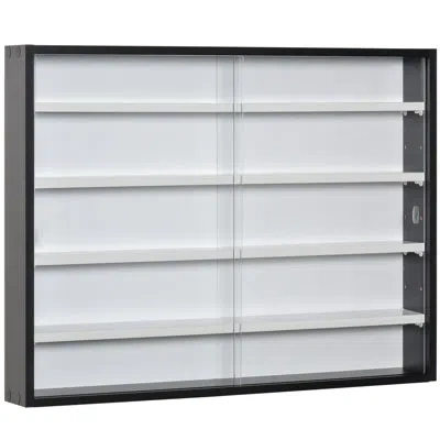 Homcom 5-tier Level Display Cabinet Case W/ 2 Glass Doors Adjustable Shelves, White