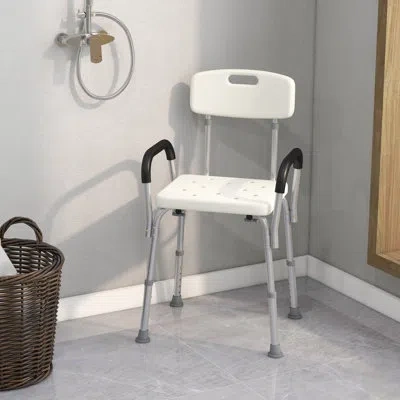 Homcom Adjustable Medical Shower Seat In Natural