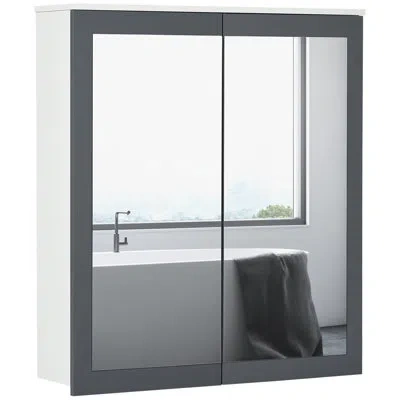 Homcom Bathroom Wall Mounted Medicine Cabinet With Mirror, Storage And 2 Adjustable Shelves, White In Silver