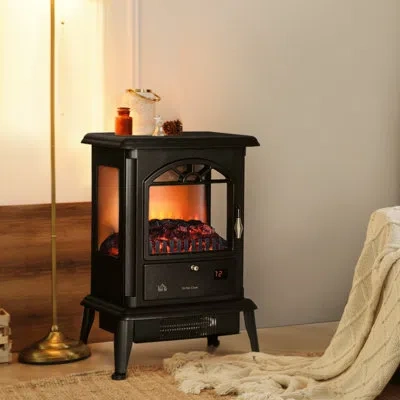 Homcom Electric Fireplace Heater Electric Stove Corner Electric Fireplace Outdoor Electric Fireplace In Black