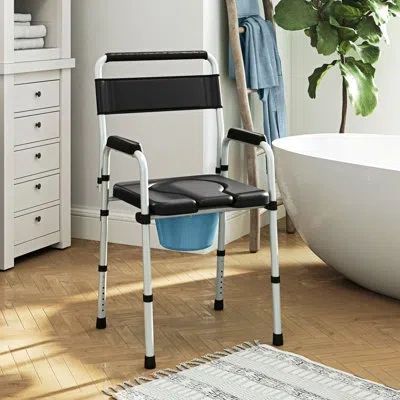 Homcom Folding Bedside Commode Chair For Seniors, Adults, Handicap, Raised Toilet Seat With Handle, Adjusta