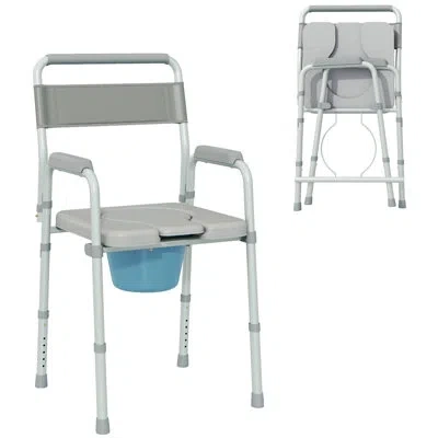 Homcom Folding Bedside Commode Chair For Seniors, Adults, Handicap, Raised Toilet Seat With Handle, Adjusta