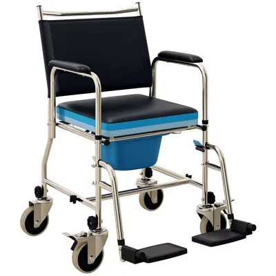 Homcom Rolling Shower Chair With Wheels, Bedside Commode Wheelchair With Padded Seat, Backrest, For Handica
