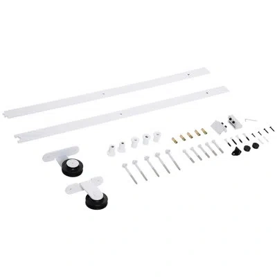 Homcom Steel Barn Door Hardware Kit Standard Single In White
