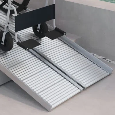 Homcom Wheelchair Ramp 5ft, Fsa Hsa Eligible Foldable Aluminum Threshold Ramp With Non-slip Surface And Han
