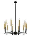 Home Accessories 29.1" Mizba 10-light Indoor Chandelier With Light Kit In Black And Gold