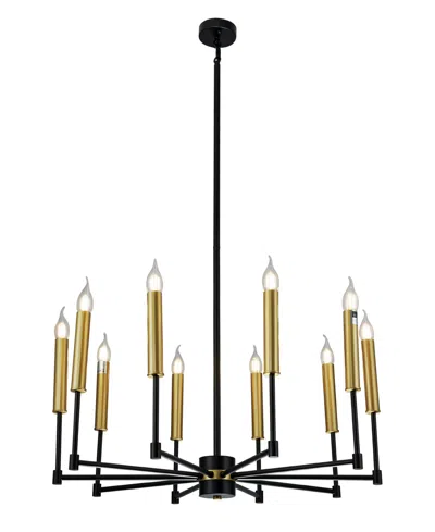 Home Accessories 29.1" Mizba 10-light Indoor Chandelier With Light Kit In Black And Gold